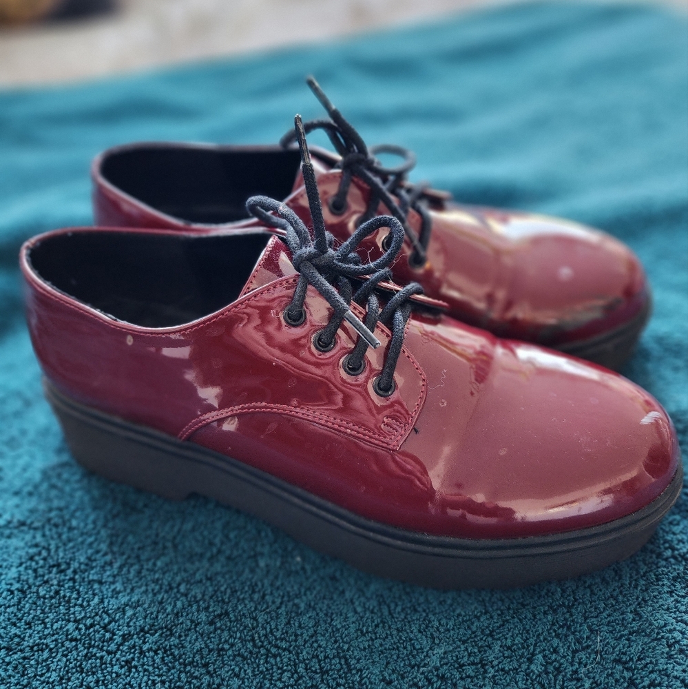 Red platform shoes